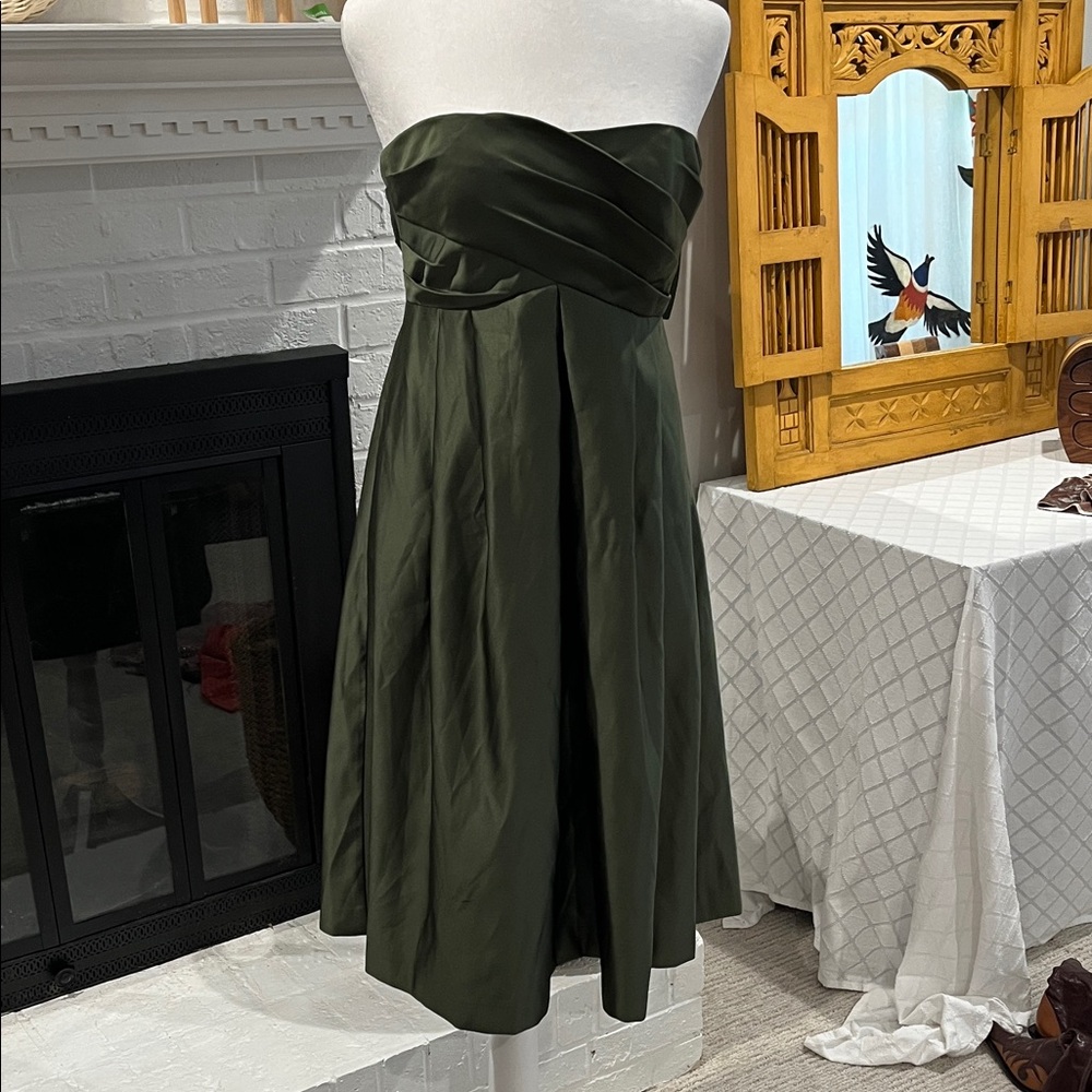 Melissa Sweet Strapless Dark Green Dress